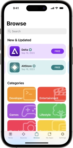 altstore interface on iphone