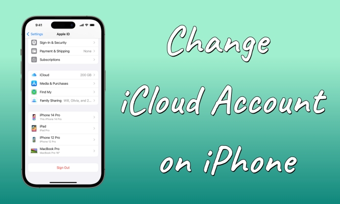 change icloud account on iphone