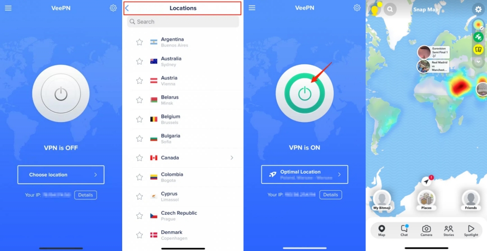change snapchat location via vpn