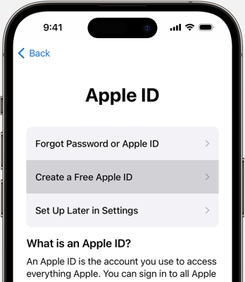 create a free apple id on iphone