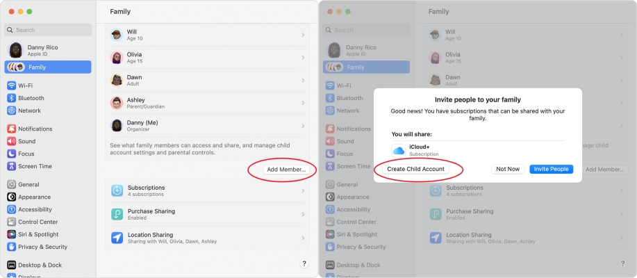 create apple id for child on mac