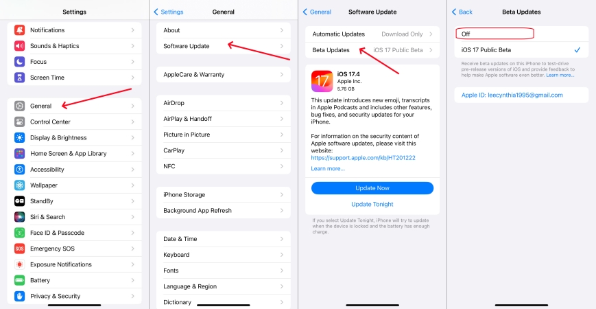 remove ios beta from iphone