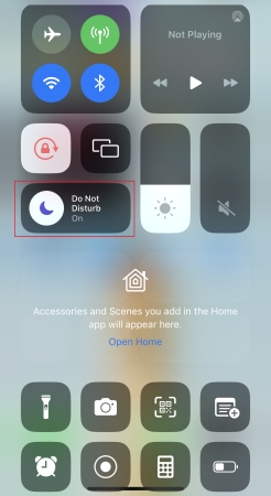 disable iphone do not disturb in control center