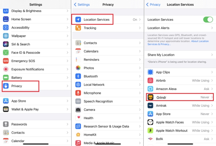 disable location service for grindr on ios