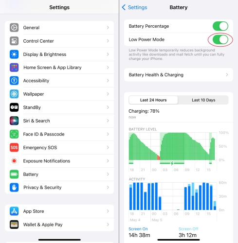 turn on low power mode on iphone