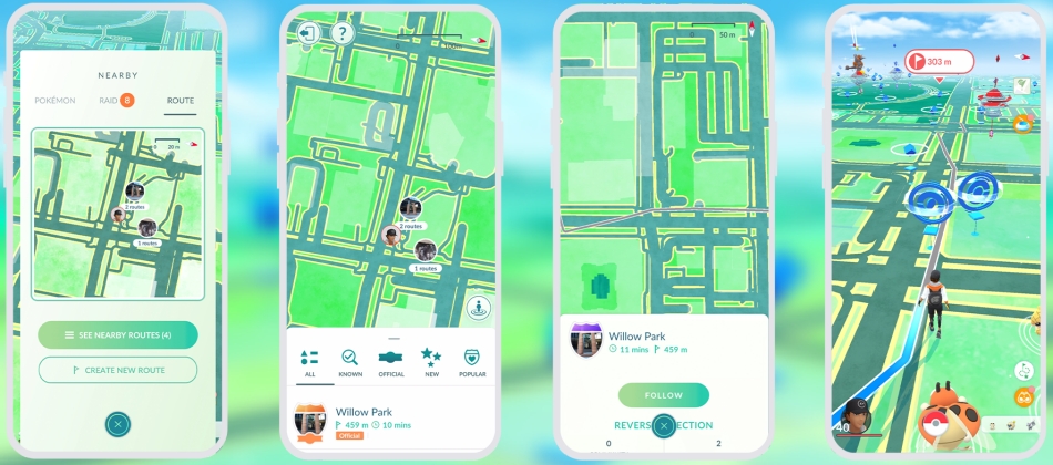 follow a route in pokemon go