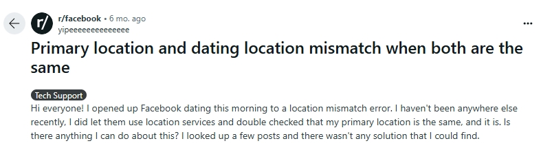 facebook dating location mismatch