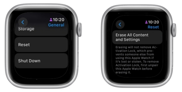 factory reset apple watch