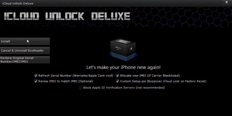 icloud unlock deluxe tick unlock options