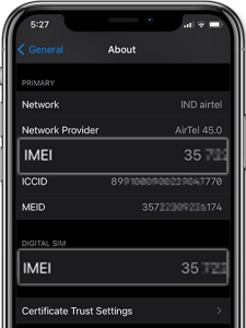 imei code on iphone