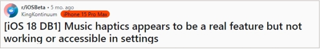 ios18 music haptics not working