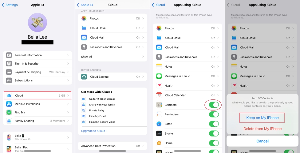 keep icloud data on iphone