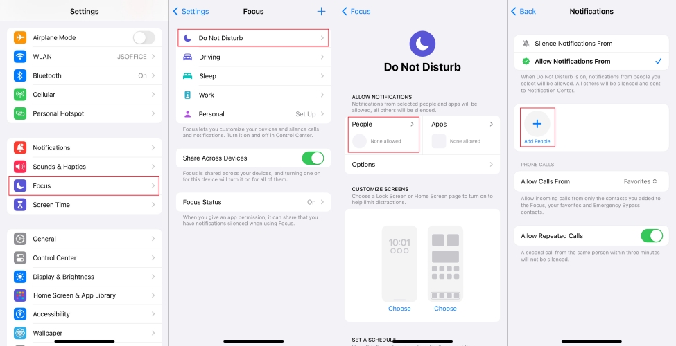 put someone on do not disturb in iphone