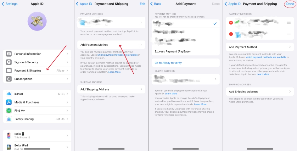 remove apple id payment on iphone