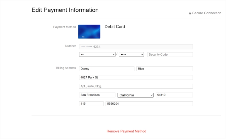 remove payment method on windows pc