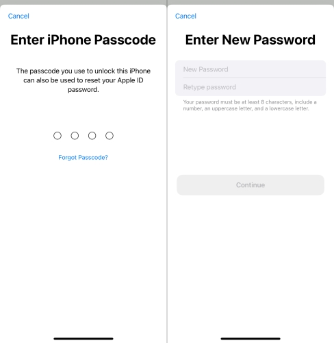 reset apple id password in settings to erase iphone