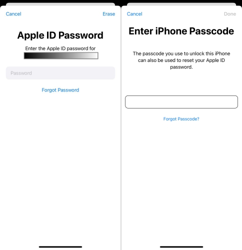 reset apple id password to erase iphone in find my