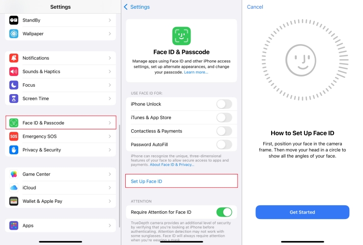 set up face id on iphone