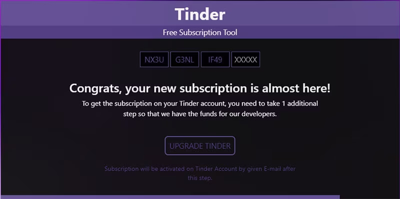 tinder subscription id generator