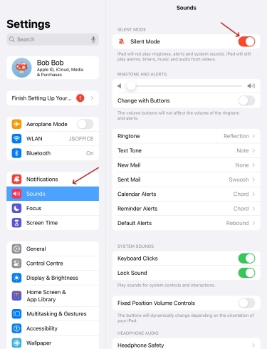 turn on silent mode on ipad