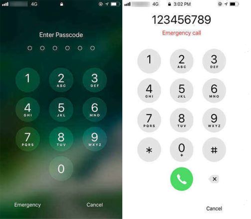 type random numbers on iphone emergency call screen