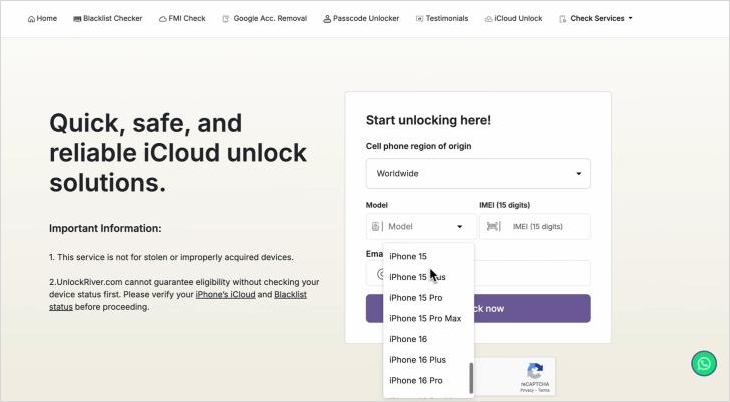 unlockriver icloud unlock page