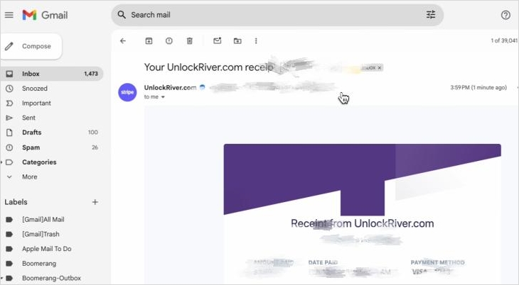 unlockriver receive email