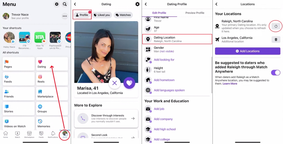 update primary location on facebook dating