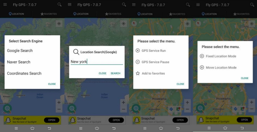 use fly gps on android device